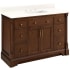 Signature Hardware Claudia 48" Mahogany Single Basin Vanity Set with Cabinet, Vanity Top, and Rectangular Undermount Sink - 8" Faucet Holes Antique Coffee / Arctic White