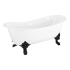 Signature Hardware Lena 67" Free Standing Cast Iron Clawfoot Soaking Tub, Drain Included White / Black / Matte Black Drain