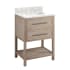 Signature Hardware Robertson 24" Single Vanity Set with Mahogany Cabinet, Quartz Vanity Top, and Rectangular Sink - 1-1/2" Faucet Holes Brushed White / Carrara Marble