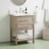 Signature Hardware Robertson 24" Single Vanity Set with Mahogany Cabinet, Quartz Vanity Top, and Rectangular Sink - 1-1/2" Faucet Holes Brushed White / Arctic White