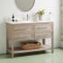 Signature Hardware Robertson 48" Freestanding Mahogany Single Basin Vanity Set with Cabinet, Vanity Top, and Rectangular Undermount Sink - Single Faucet Hole Brushed White / Arctic White