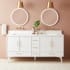 Signature Hardware Novak 72" Freestanding Mahogany Double Basin Vanity Set with Cabinet, Vanity Top, and Rectangular Undermount Sinks - No Faucet Holes Bright White / Arctic White