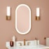 Signature Hardware Faysel 18" W x 32" H Transitional Oval Framed Bathroom Wall Mirror with LED Lighting Satin Gold