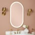 Signature Hardware Faysel 24" W x 43" H Transitional Oval Framed Bathroom Wall Mirror with LED Lighting Satin Gold