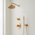 Signature Hardware Lentz Pressure Balanced Shower System with Rainfall Shower Head, Knob Handles, Hand Shower, Hose, Valve Trim and Diverter - Accufit Rough-In Valve Included Brushed Gold