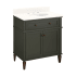Signature Hardware Elmdale 30" Freestanding Mahogany Single Basin Vanity Set with Cabinet, Vanity Top, and Oval Undermount Sink - 8" Faucet Holes Dark Olive Green / Arctic White