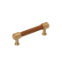 Signature Hardware Lazzara 3-3/4 Inch Center to Center Cognac Leather Bar Cabinet Pull Brushed Gold