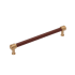 Signature Hardware Lazzara 18 Inch Center to Center Brown Leather Appliance Pull Brushed Gold