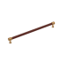 Signature Hardware Lazzara 12-5/8 Inch Center to Center Brown Leather Bar Cabinet Pull Brushed Gold