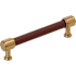 Signature Hardware Lazzara 5-1/16 Inch Center to Center Brown Leather Bar Cabinet Pull Brushed Gold