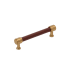 Signature Hardware Lazzara 5-1/16 Inch Center to Center Brown Leather Bar Cabinet Pull Brushed Gold