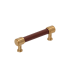 Signature Hardware Lazzara 3-3/4 Inch Center to Center Brown Leather Bar Cabinet Pull Brushed Gold