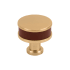 Signature Hardware Lazzara 1-1/4 Inch Brown Leather Mushroom Cabinet Knob Brushed Gold