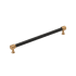 Signature Hardware Lazzara 10-1/16 Inch Center to Center Black Leather Bar Cabinet Pull Brushed Gold