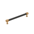 Signature Hardware Lazzara 7-9/16 Inch Center to Center Black Leather Bar Cabinet Pull Brushed Gold