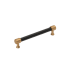 Signature Hardware Lazzara 6-5/16 Inch Center to Center Black Leather Bar Cabinet Pull Brushed Gold