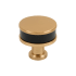 Signature Hardware Lazzara 1-1/4 Inch Black Leather Mushroom Cabinet Knob Brushed Gold
