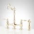 Signature Hardware Delacour 1.75 GPM Double Handle Bridge Kitchen Faucet with Side Spray Polished Brass