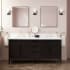 Signature Hardware Aliso 72" Freestanding Teak Double Basin Vanity Set with Cabinet, Vanity Top, and Oval Undermount Sinks - 8" Faucet Holes Charred Timber Black / Arctic White
