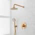 Signature Hardware Lattimore Pressure Balanced Shower System with Rainfall Shower Head and Hand Shower - Rough-In Valve Included Brushed Gold