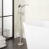 Signature Hardware Pendleton Floor Mounted Tub Filler Faucet - Includes Hand Shower and Valve with Stops Brushed Nickel