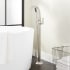 Signature Hardware Provincetown Floor Mounted Tub Filler Faucet - Includes Hand Shower and Valve without Stops Brushed Nickel