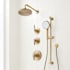 Signature Hardware Greyfield Thermostatic Shower System with Rainfall Shower Head, Hand Shower, Slide Bar, Shower Arm, Hose, and Valve Trim - Rough-In Valve Included Aged Brass