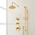 Signature Hardware Drea Thermostatic Shower System with Rainfall Shower Head, Hand Shower, Slide Bar, Shower Arm, Hose, and Valve Trim - Rough-In Valve Included Brushed Gold