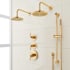 Signature Hardware Drea Thermostatic Shower System with Dual Rainfall Shower Heads, Hand Shower, Slide Bar, Shower Arm, Hose, and Valve Trim - Rough-In Valve Included Brushed Gold