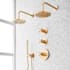 Signature Hardware Vassor Thermostatic Shower System with Dual Rainfall Shower Heads, Hand Shower, Shower Arm, Hose, and Valve Trim - Rough-In Valve Included Brushed Gold