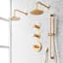 Signature Hardware Vassor Thermostatic Shower System with Dual Rainfall Shower Heads, Hand Shower, Slide Bar, Shower Arm, Hose, and Valve Trim - Rough-In Valve Included Brushed Gold