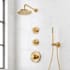 Signature Hardware Lentz Thermostatic Shower System with Rainfall Shower Head, Knob Handles, Hand Shower, Shower Arm, Hose, and Valve Trim - Rough-In Valve Included Brushed Gold