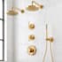 Signature Hardware Lentz Thermostatic Shower System with Dual Rainfall Shower Heads, Lever Handles, Hand Shower, Shower Arm, Hose, and Valve Trim - Rough-In Valve Included Brushed Gold