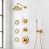 Signature Hardware Lentz Thermostatic Shower System with Rainfall Shower Head, Knob Handles, Hand Shower, Bodysprays, Shower Arm, Hose, and Valve Trim - Rough-In Valve Included Brushed Gold