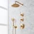 Signature Hardware Elita Thermostatic Shower System with Rainfall Shower Head, Hand Shower, Shower Arm, Hose, and Valve Trim - Rough-In Valve Included Brushed Gold