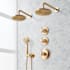Signature Hardware Elita Thermostatic Shower System with Dual Rainfall Shower Heads, Hand Shower, Shower Arm, Hose, and Valve Trim - Rough-In Valve Included Brushed Gold