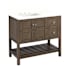 Signature Hardware Olsen 36" Freestanding Single Basin Vanity Set with Cabinet, Vanity Top, and Rectangular Undermount Sink - 8" Faucet Holes Ash Brown / Arctic White