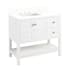 Signature Hardware Olsen 36" Single Vanity Set with Wood Cabinet, Quartz Vanity Top, and Rectangular Sink - 1-1/2" Faucet Holes Soft White / Arctic White