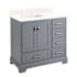 Signature Hardware Quen 36" Single Vanity Set with Wood Cabinet, Quartz Vanity Top, and Rectangular Sink - 3" Faucet Holes Gray / Arctic White
