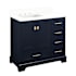 Signature Hardware Quen 36" Single Vanity Set with Wood Cabinet, Quartz Vanity Top, and Rectangular Sink - 3" Faucet Holes Midnight Navy Blue / Arctic White