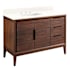 Signature Hardware Aliso 48" Single Vanity Set with Teak Cabinet, Quartz Vanity Top, and Rectangular Sink - 1-1/2" Faucet Holes Java / Arctic White