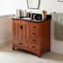 Signature Hardware Maybeck 36" Freestanding Oak Single Basin Vanity Set with Cabinet, Vanity Top, and Rectangular Undermount Sink - 8" Faucet Holes Tinted Oak / Carbon Black