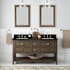 Signature Hardware Olsen 60" Freestanding Double Basin Vanity Set with Cabinet, Vanity Top, and Rectangular Undermount Sinks - 8" Faucet Holes Ash Brown / Carbon Black