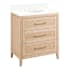 Signature Hardware Arrietty 30" Freestanding Bamboo Single Basin Vanity Set with Cabinet, Vanity Top, and Oval Undermount Sink - 8" Widespread Faucet Holes Natural Bamboo / Arctic White