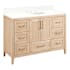 Signature Hardware Arrietty 48" Freestanding Bamboo Single Basin Vanity Set with Cabinet, Vanity Top, and Oval Undermount Sink - 8" Widespread Faucet Holes Natural Bamboo / Arctic White
