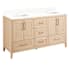 Signature Hardware Arrietty 60" Freestanding Bamboo Double Basin Vanity Set with Cabinet, Vanity Top, and Rectangular Undermount Sinks -Double Faucet Hole Natural Bamboo / Arctic White
