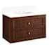 Signature Hardware Nikolai 30" Wall Mounted Mahogany Single Basin Vanity Set with Cabinet, Vanity Top, and Rectangular Under Mounted Sink - 8" Faucet Holes Winterland Walnut / Arctic White