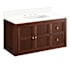 Signature Hardware Nikolai 36" Wall Mount Mahogany Single Basin Vanity Set with Cabinet, Vanity Top, and Rectangular Undermount Sink - 8" Faucet Holes Winterland Walnut / Arctic White