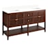 Signature Hardware Nikolai 60" Freestanding Mahogany Double Basin Vanity Set with Cabinet, Vanity Top, and Rectangular Undermount Sinks - No Faucet Holes Winterland Walnut / Arctic White