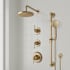 Signature Hardware Beasley Thermostatic Shower System with Rainfall Shower Head, Slide Bar, Hand Shower, Hose, Valve Trim and Diverter - Rough-In Valve Included Aged Brass